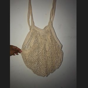 Netted tan shoulder bag